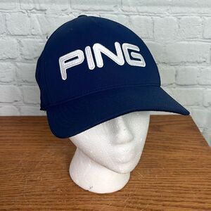 PING Flexfit Sensorcool Blue and White Golf Hat / Cap Black Size L - XL